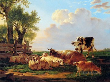Ganado Vaca Toro Painting - prado con ganado